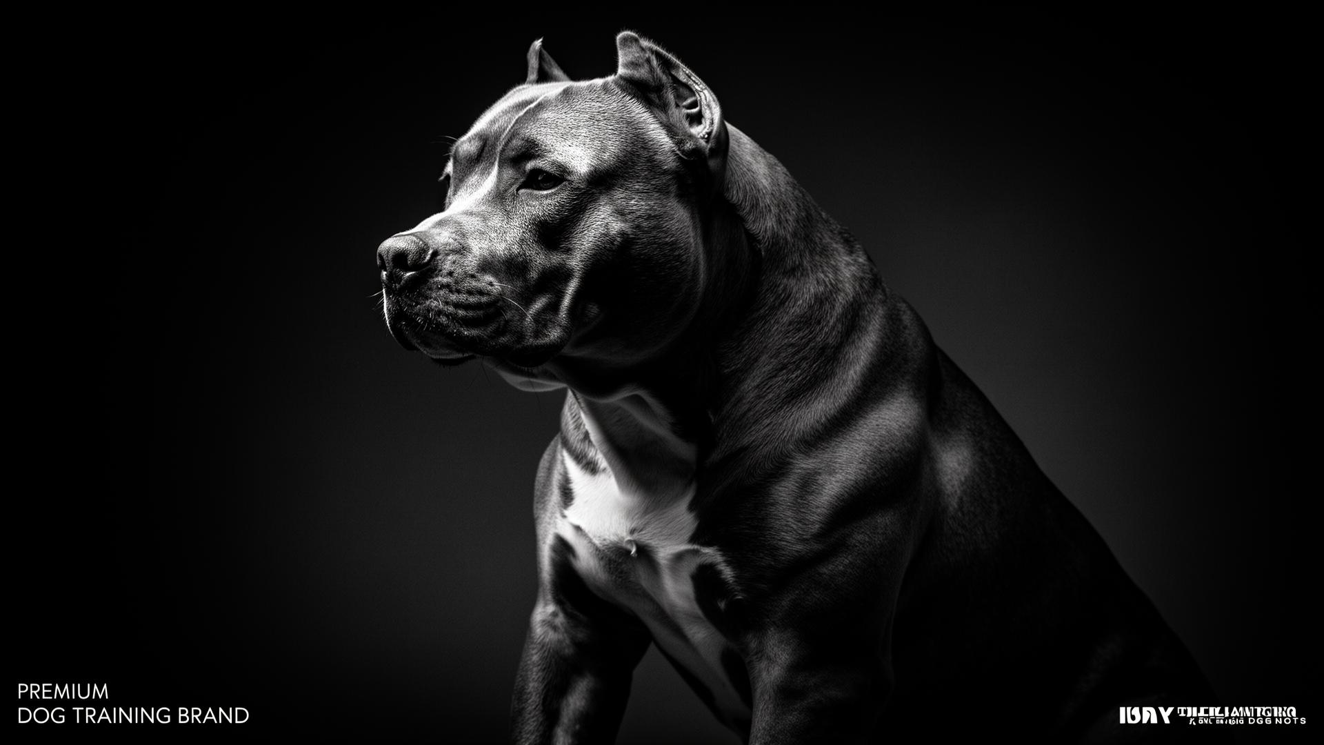 Powerful trained pit bull in studio lighting